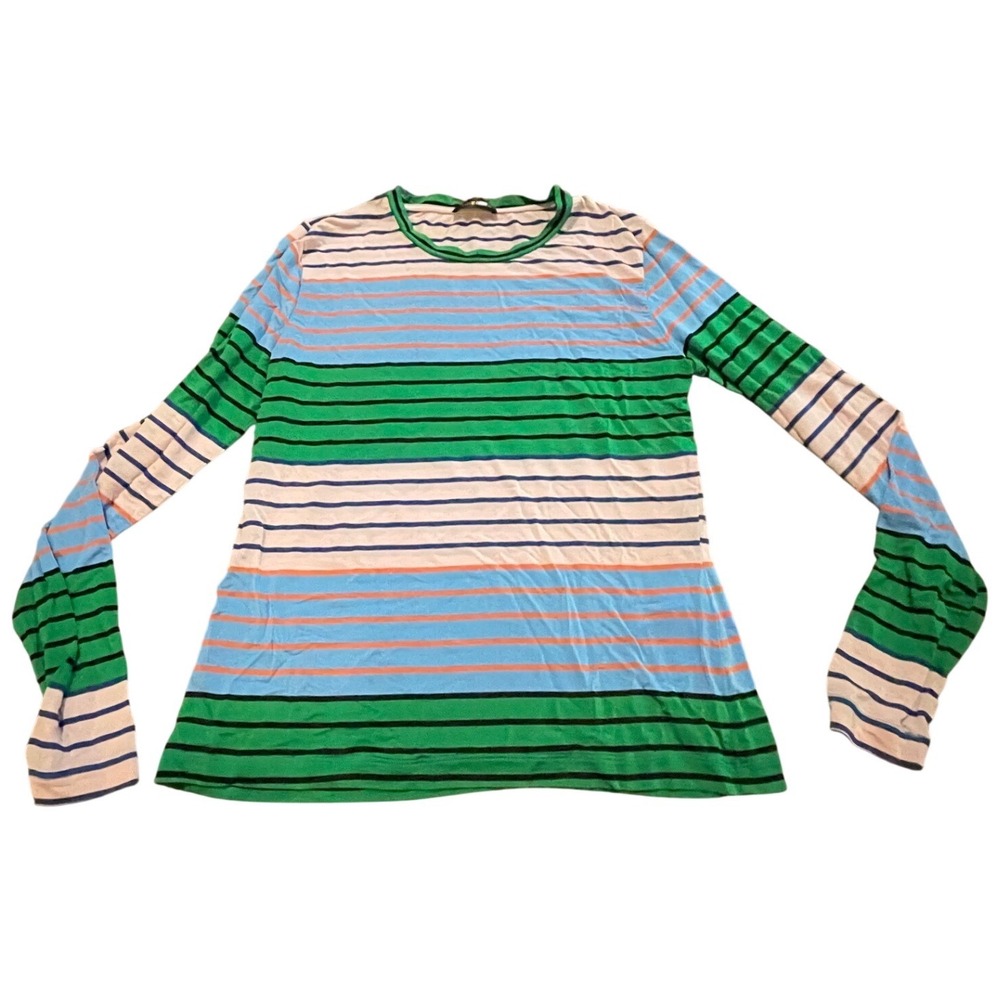 Stine Goya Maya 386 Stripes Jersey Long Sleeve Top Green Blue Pink L SG1902 I05